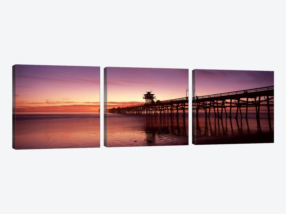 Silhouette of a pier, San Clemente Pier, Los Angeles County, California, USA by Panoramic Images 3-piece Canvas Art Print