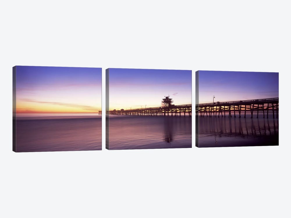 Silhouette of a pier, San Clemente Pier, Los Angeles County, California, USA #2 by Panoramic Images 3-piece Art Print
