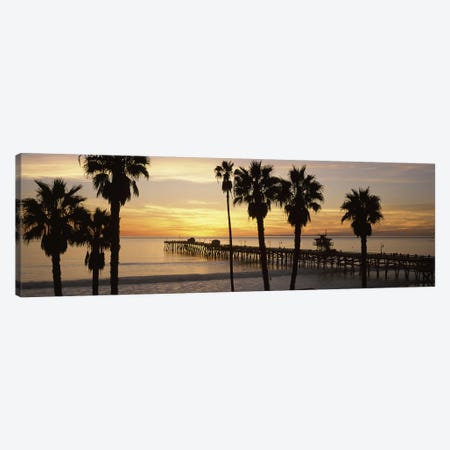 Silhouette of a pier, San Clemente Pier, Los Angeles County, California, USA #3 Canvas Print #PIM8941} by Panoramic Images Canvas Artwork