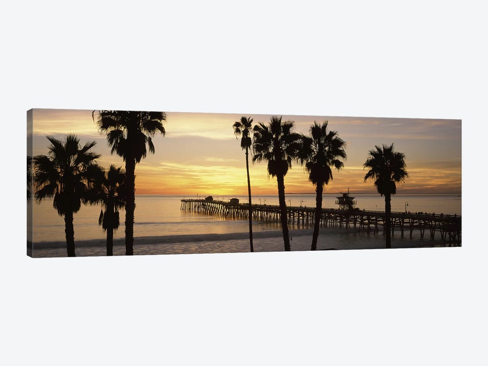 Silhouette of a pier, San Clemente Pier, Los Angeles County, California, USA #3 by Panoramic Images 1-piece Canvas Wall Art