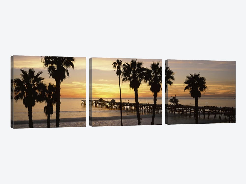 Silhouette of a pier, San Clemente Pier, Los Angeles County, California, USA #3 by Panoramic Images 3-piece Canvas Wall Art