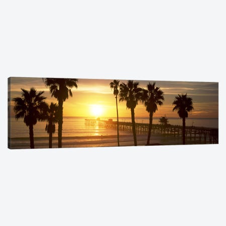 Silhouette of a pier, San Clemente Pier, Los Angeles County, California, USA #4 Canvas Print #PIM8942} by Panoramic Images Canvas Artwork