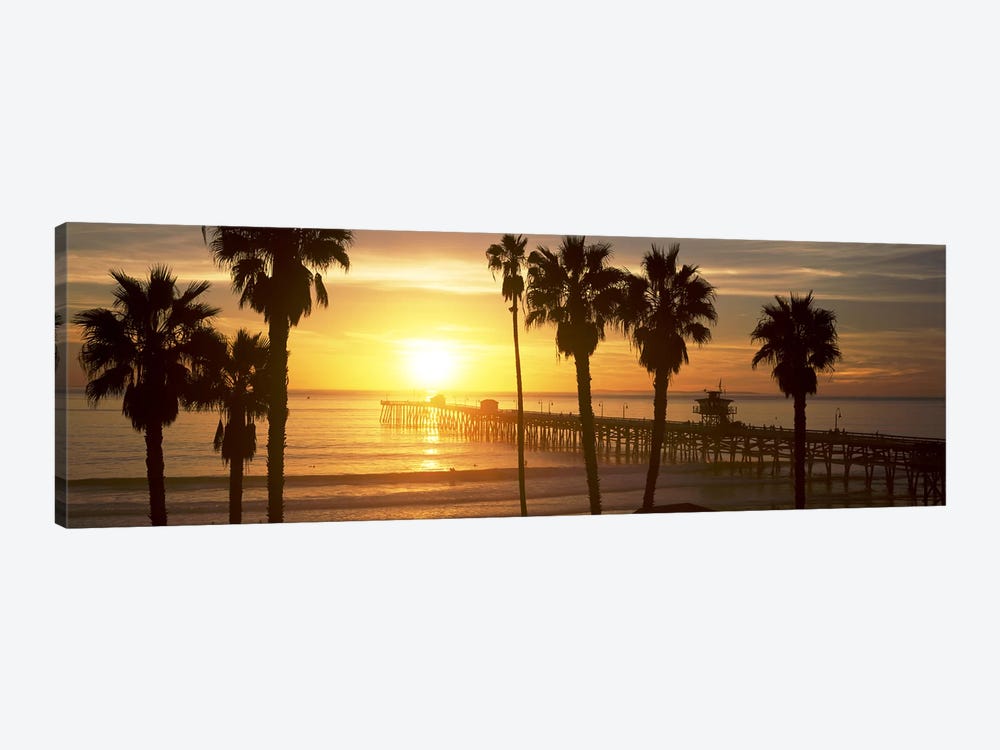 Silhouette of a pier, San Clemente Pier, Los Angeles County, California, USA #4 by Panoramic Images 1-piece Canvas Print