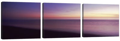 Ocean at sunset, Los Angeles County, California, USA Canvas Art Print - 3-Piece Panoramic Art