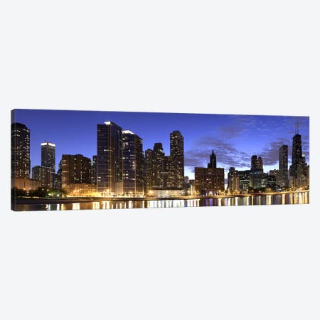 Night Skyline, Lake Michigan, Chicago, Cook County, Illinois, USA 2010 Canvas Print #PIM8944} by Panoramic Images Canvas Art Print