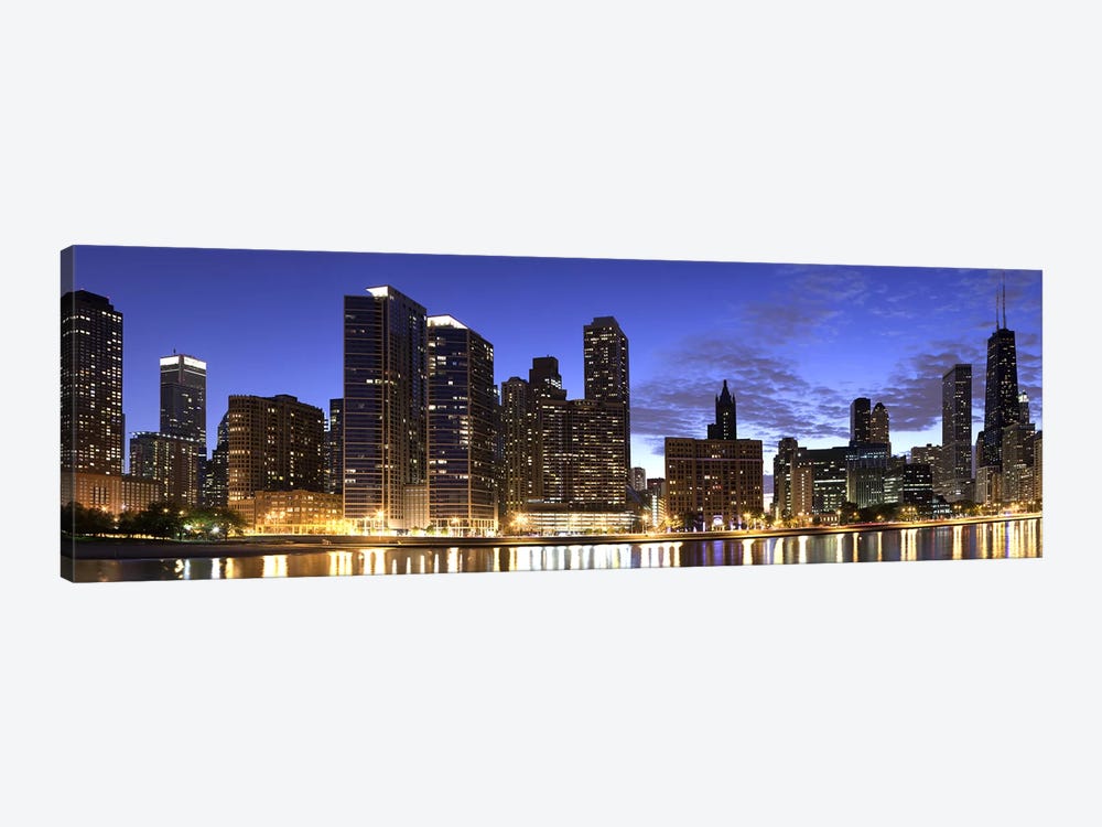 Night Skyline, Lake Michigan, Chicago, Cook County, Illinois, USA 2010 by Panoramic Images 1-piece Art Print