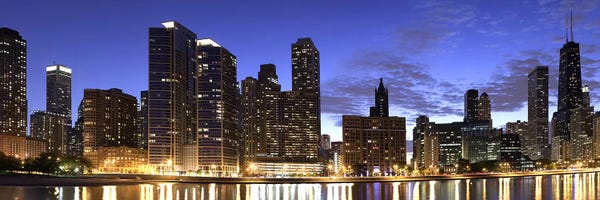 Blue: Night Skyline, Lake Michigan, Chicago, Cook County, Illinois, USA 2010 by Panoramic Images