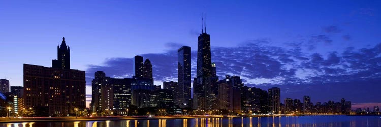 Lit up buildings at the waterfront, Lake Michigan, Chicago, Cook County, Illinois, USA 2010