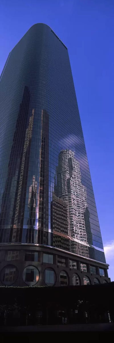 Low angle view of a skyscraper in a city, City Of Los Angeles, Los Angeles County, California, USA by Panoramic Images canvas print