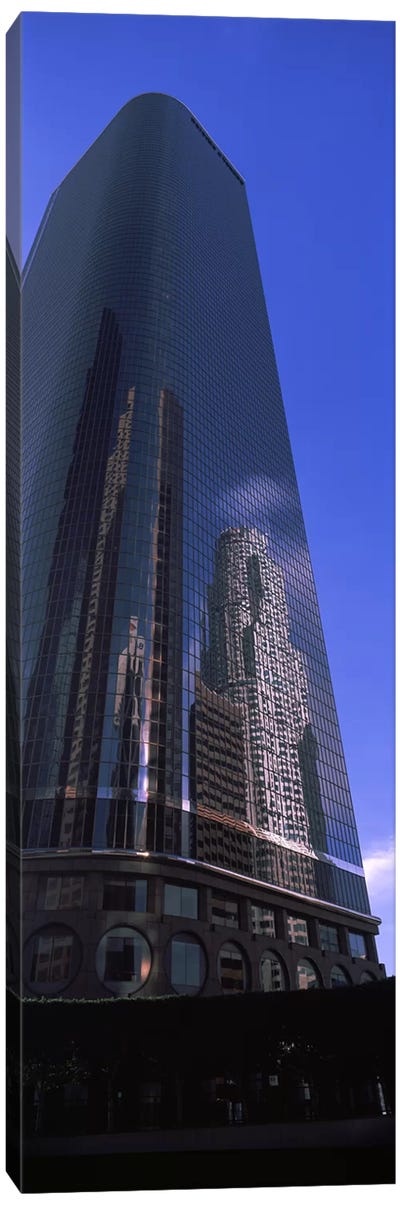 Low angle view of a skyscraper in a city, City Of Los Angeles, Los Angeles County, California, USA Canvas Art Print - Los Angeles Art