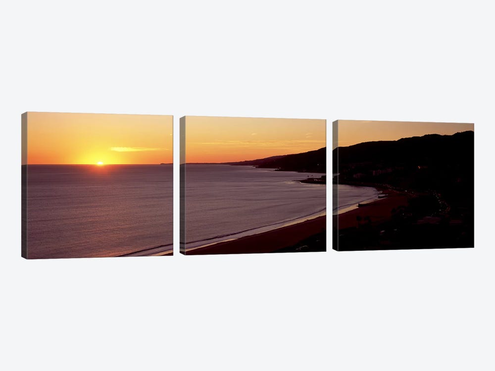 Beach at sunset, Malibu Beach, Malibu, Los Angeles County, California, USA by Panoramic Images 3-piece Canvas Print