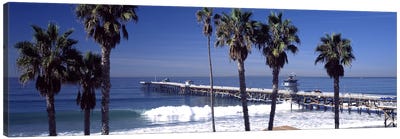 Pier over an ocean, San Clemente Pier, Los Angeles County, California, USA Canvas Art Print - Nautical Scenic Photography
