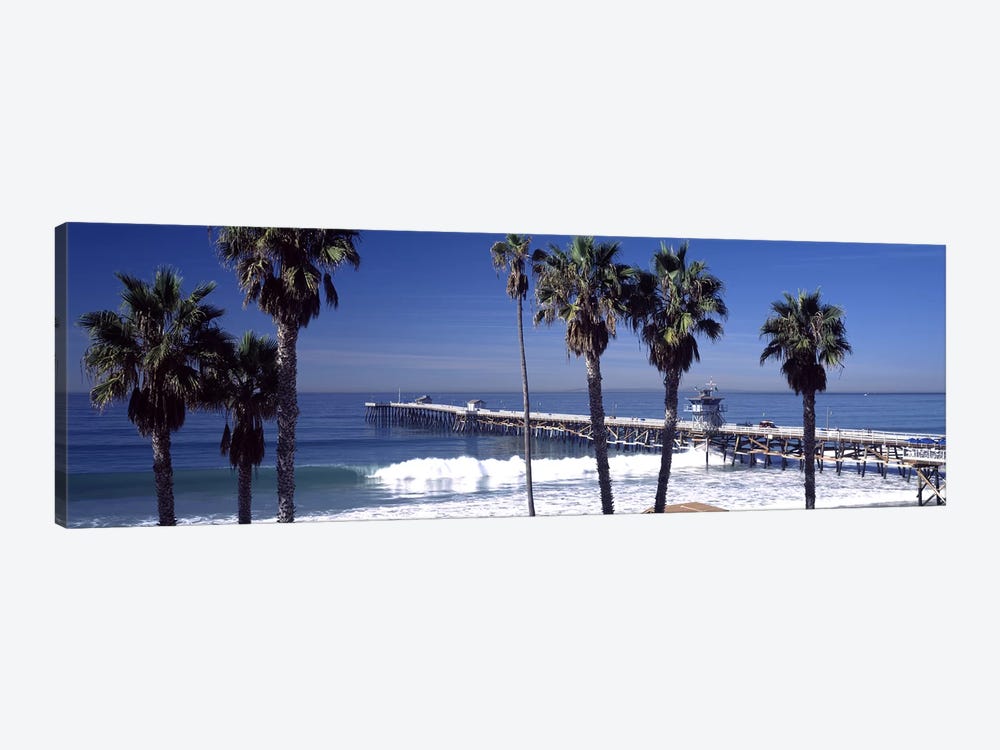 Pier over an ocean, San Clemente Pier, Los Angeles County, California, USA by Panoramic Images 1-piece Canvas Artwork