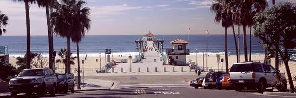 Tropical Beaches: Pier over an ocean, Manhattan Beach Pier, Manhattan Beach, Los Angeles County, California, USA by Panoramic Images