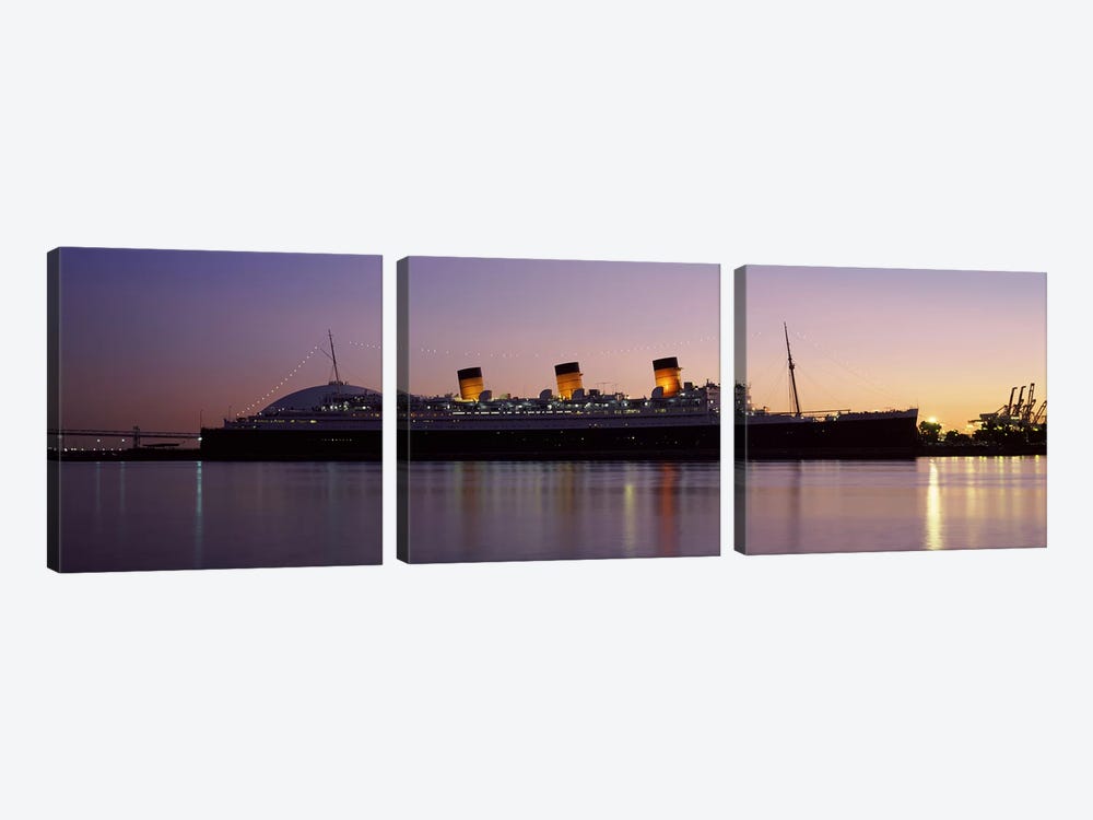 RMS Queen Mary in an ocean, Long Beach, Los Angeles County, California, USA by Panoramic Images 3-piece Canvas Artwork