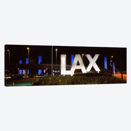 Neon sign at an airport, LAX Airport, City Of Los Angeles, Los Angeles County, California, USA Canvas Print #PIM8957} by Panoramic Images Canvas Wall Art