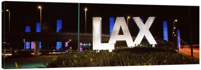 Neon sign at an airport, LAX Airport, City Of Los Angeles, Los Angeles County, California, USA Canvas Art Print - Airport Art