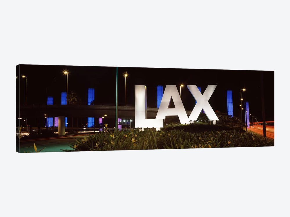 Neon sign at an airport, LAX Airport, City Of Los Angeles, Los Angeles County, California, USA by Panoramic Images 1-piece Canvas Art Print