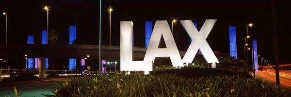 Airports: Neon sign at an airport, LAX Airport, City Of Los Angeles, Los Angeles County, California, USA by Panoramic Images
