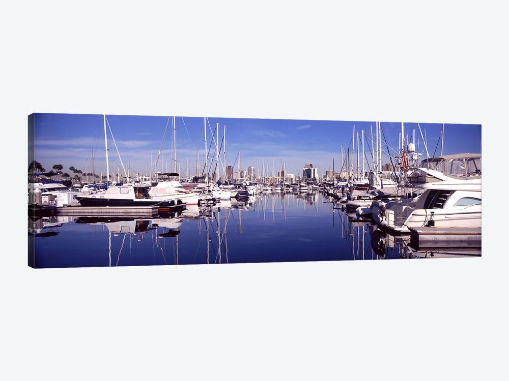 Sailboats at a harbor, Long Beach, Los Angeles County, California, USA by Panoramic Images 1-piece Canvas Art