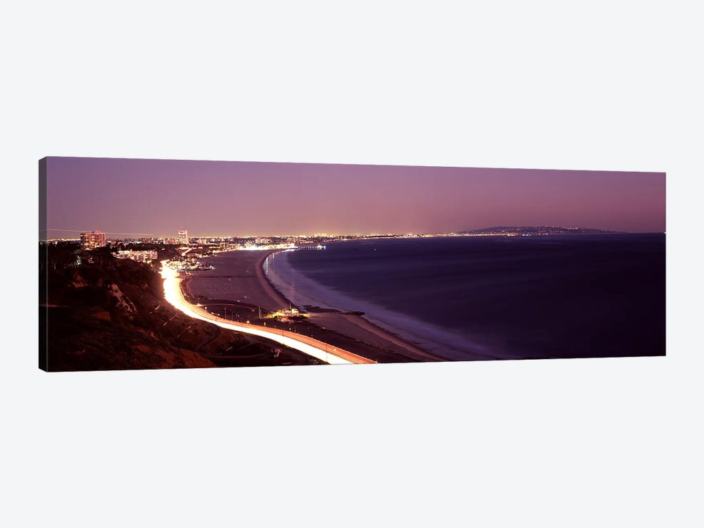 City lit up at night, Highway 101, Santa Monica, Los Angeles County, California, USA by Panoramic Images 1-piece Art Print