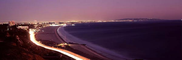 Santa Monica: City lit up at night, Highway 101, Santa Monica, Los Angeles County, California, USA by Panoramic Images