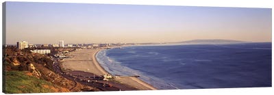 City at the waterfront, Santa Monica, Los Angeles County, California, USA Canvas Art Print - Sandy Beach Art