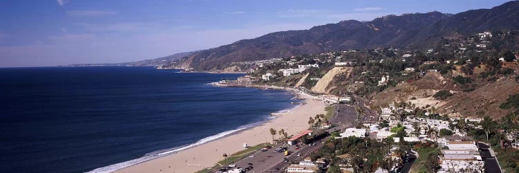 High angle view of a beach, Highway 101, Malibu Beach, Malibu, Los Angeles County, California, USA