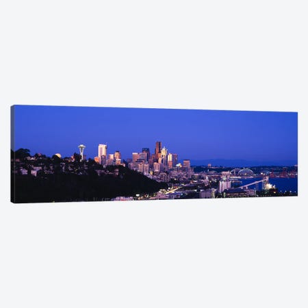 Buildings in a city, Elliott Bay, Seattle, Washington State, USA 2010 Canvas Print #PIM8969} by Panoramic Images Canvas Wall Art