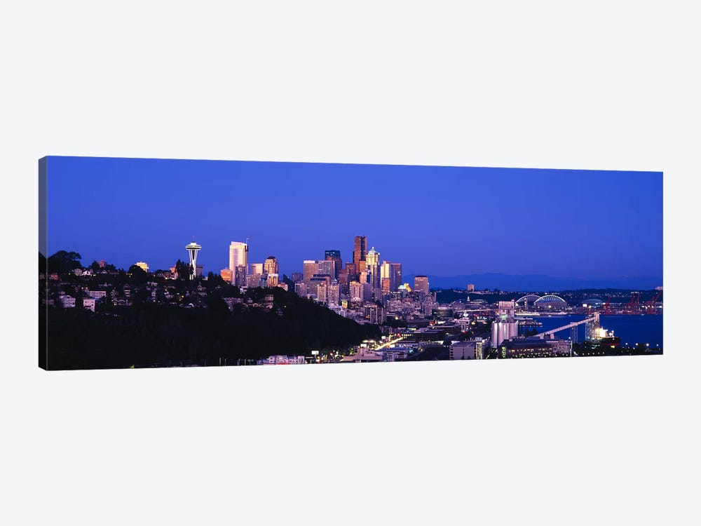 Buildings in a city, Elliott Bay, Seattle, Washington State, USA 2010 by Panoramic Images 1-piece Canvas Wall Art