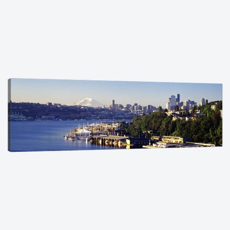 Buildings at the waterfront, Lake Union, Seattle, Washington State, USA 2010 Canvas Print #PIM8970} by Panoramic Images Canvas Art Print