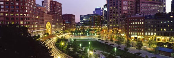 Boston: Buildings in a city, Atlantic Avenue, Wharf District, Boston, Suffolk County, Massachusetts, USA 2010 by Panoramic Images