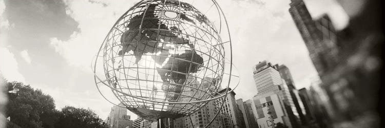 Steel globe, Columbus Circle, Manhattan, New York City, New York State, USA