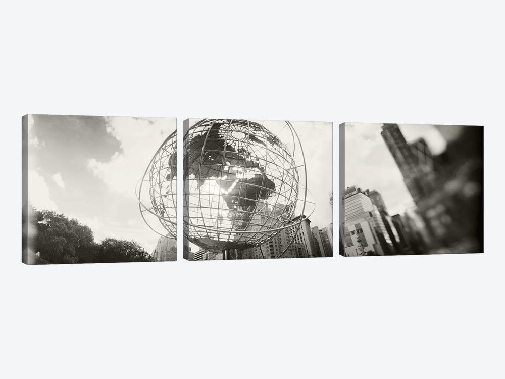 Steel globe, Columbus Circle, Manhattan, New York City, New York State, USA by Panoramic Images 3-piece Canvas Wall Art