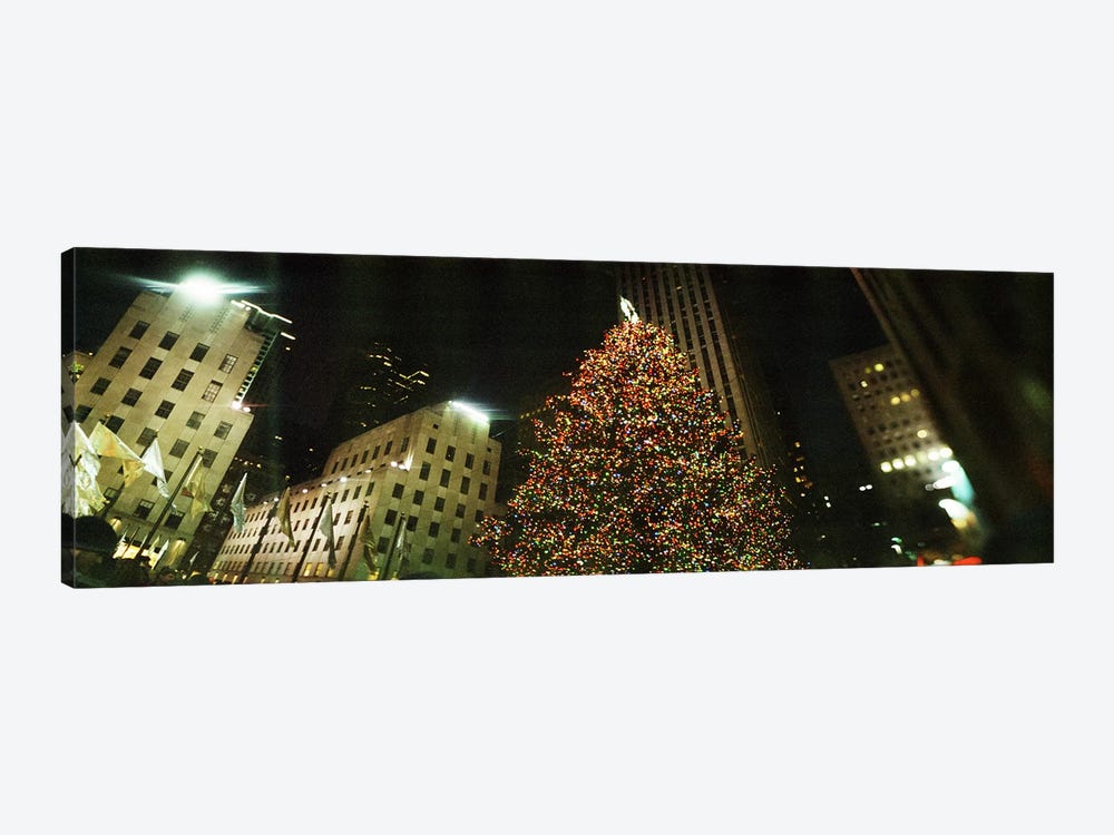 Christmas tree lit up at night, Rockefeller Center, Manhattan, New York City, New York State, USA by Panoramic Images 1-piece Canvas Art