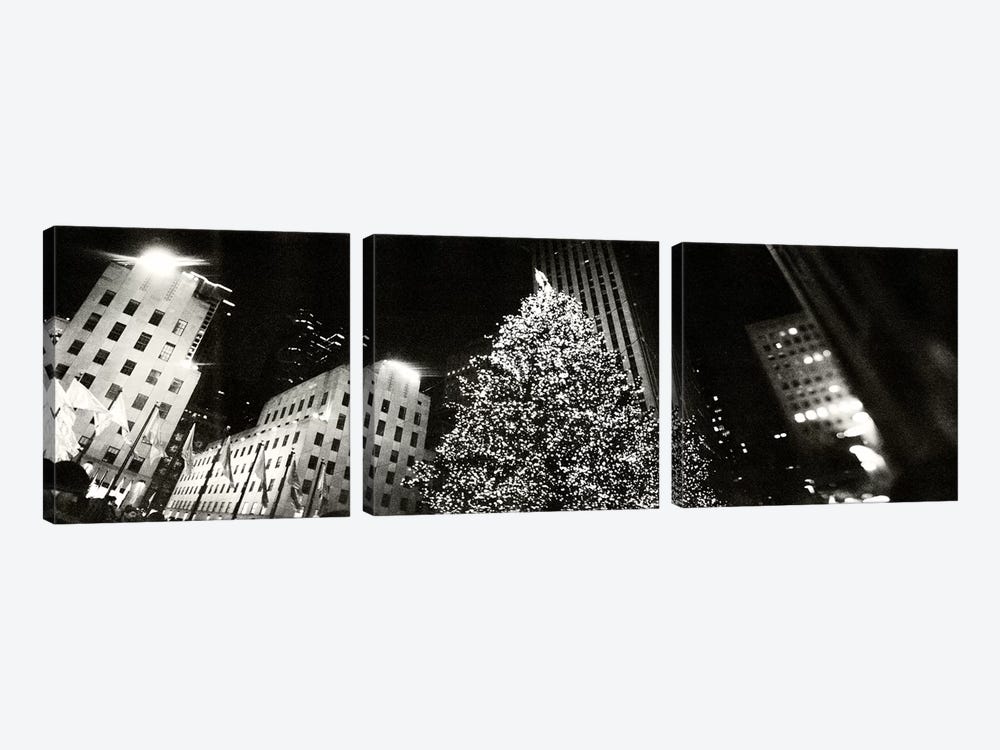 Christmas tree lit up at night, Rockefeller Center, Manhattan, New York City, New York State, USA #2 by Panoramic Images 3-piece Canvas Print