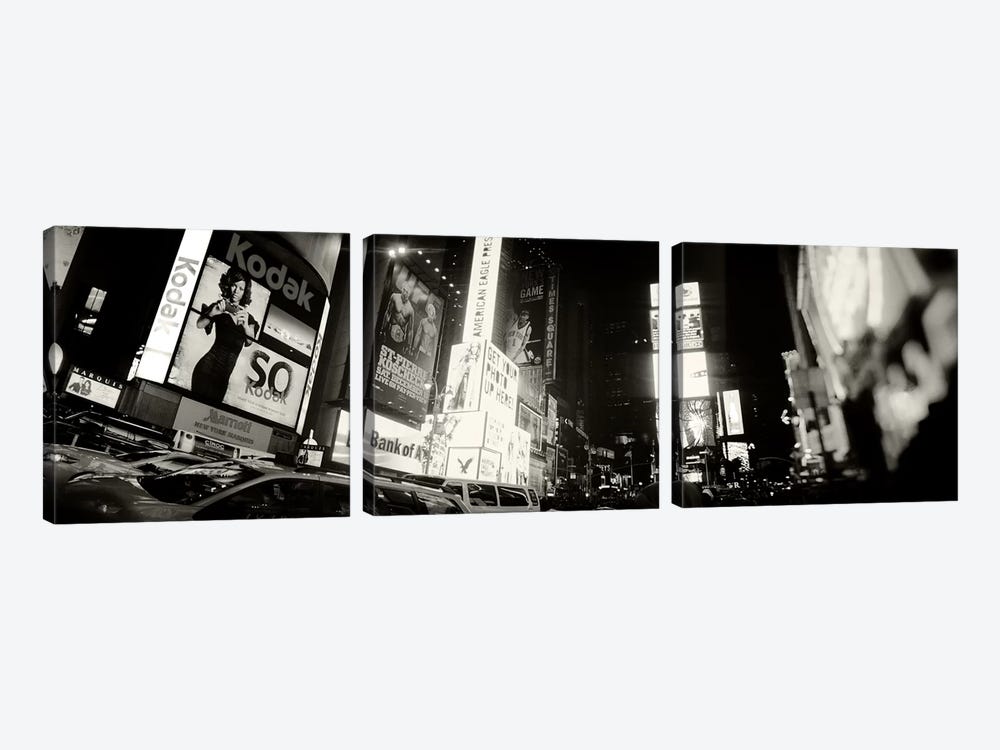 Buildings lit up at night, Times Square, Manhattan, New York City, New York State, USA #2 by Panoramic Images 3-piece Canvas Art