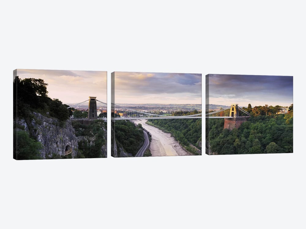 Clifton Suspension Bridge, Avon Gorge, Bristol, England by Panoramic Images 3-piece Canvas Wall Art
