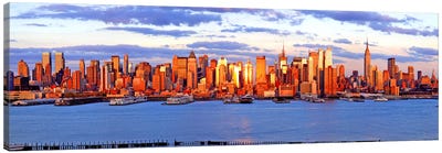 Skyscrapers in a city, Manhattan, New York City, New York State, USA #4 Canvas Art Print - City Sunrise & Sunset Art
