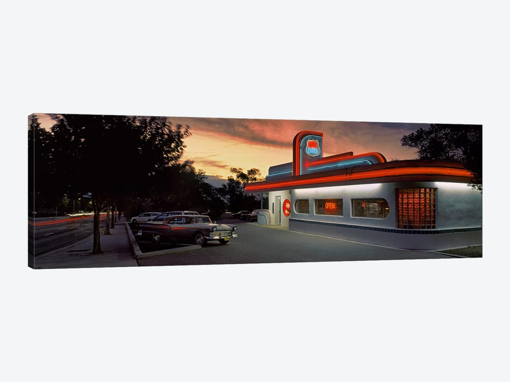Cars parked outside a restaurant, Route 66, Albuquerque, New Mexico, USA by Panoramic Images 1-piece Canvas Wall Art