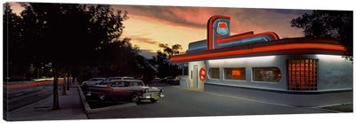 Cars parked outside a restaurant, Route 66, Albuquerque, New Mexico, USA Canvas Art Print - City Sunrise & Sunset Art