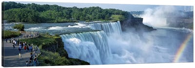 Tourists at a waterfall, Niagara Falls, Niagara River, Niagara County, New York State, USA Canvas Art Print - Waterfall Art