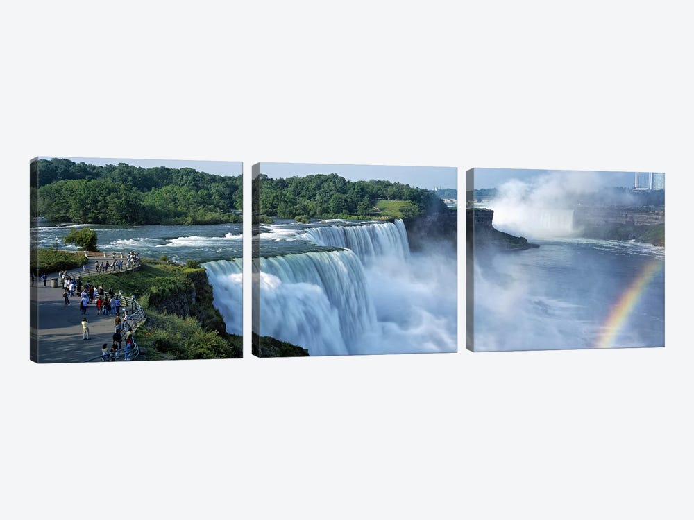 Tourists at a waterfall, Niagara Falls, Niagara River, Niagara County, New York State, USA by Panoramic Images 3-piece Canvas Print