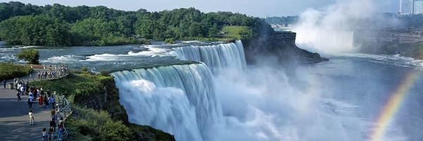 Rainbows: Tourists at a waterfall, Niagara Falls, Niagara River, Niagara County, New York State, USA by Panoramic Images