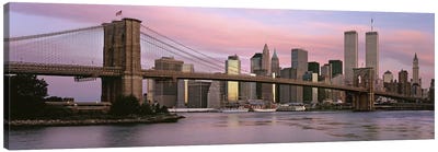 Bridge across a river, Brooklyn Bridge, Manhattan, New York City, New York State, USA Canvas Art Print - Bridge Art