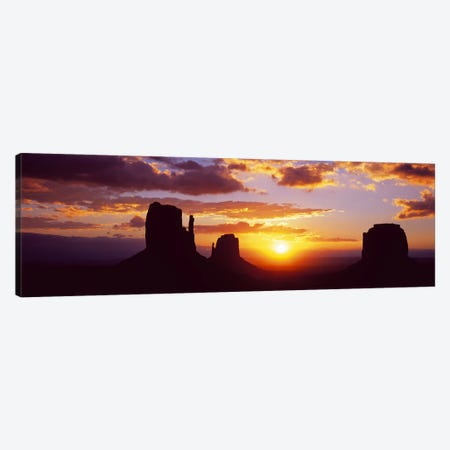 Silhouette of buttes at sunsetMonument Valley, Utah, USA Canvas Print #PIM9029} by Panoramic Images Canvas Wall Art
