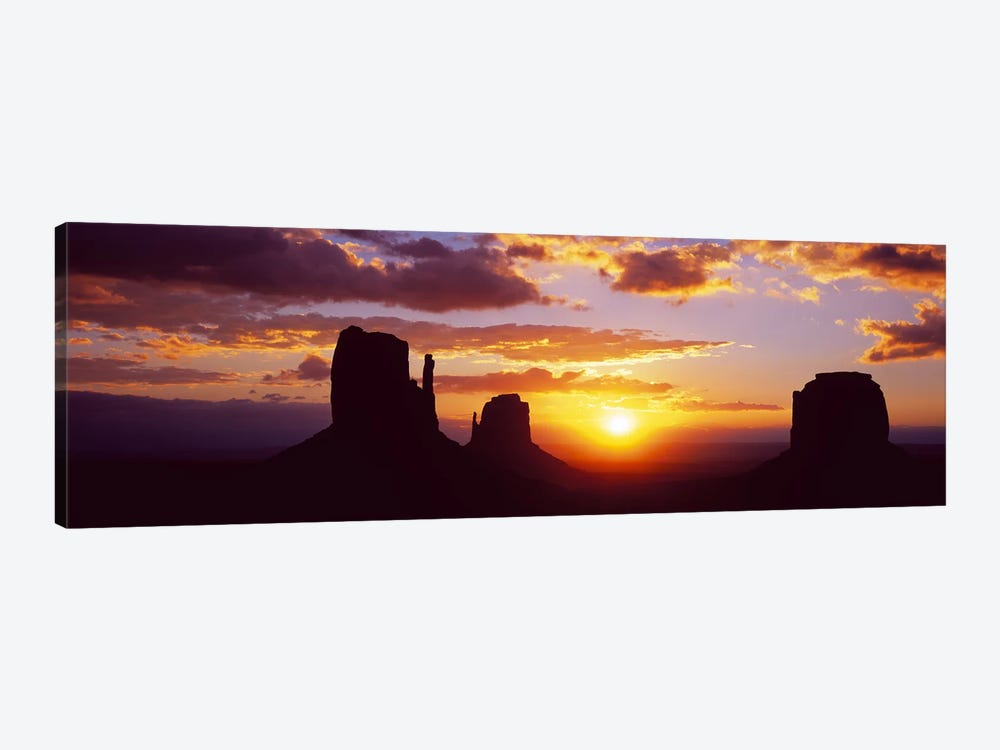 Silhouette of buttes at sunsetMonument Valley, Utah, USA by Panoramic Images 1-piece Canvas Art