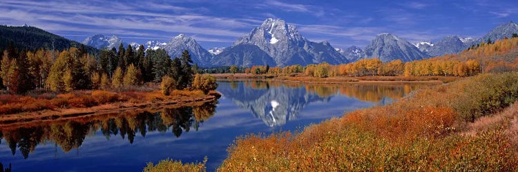 Autumn Landscape Featuring Mount Moran, Oxbow Bend Of Snake River, Grand Teton National Park, Wyoming, USA by Panoramic Images wall art