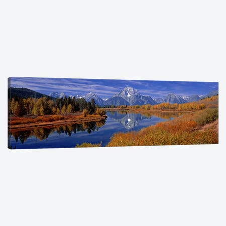Autumn Landscape Featuring Mount Moran, Oxbow Bend Of Snake River, Grand Teton National Park, Wyoming, USA Canvas Print #PIM9036} by Panoramic Images Canvas Wall Art