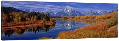 Autumn Landscape Featuring Mount Moran, Oxbow Bend Of Snake River, Grand Teton National Park, Wyoming, USA Canvas Art Print - Valley Art